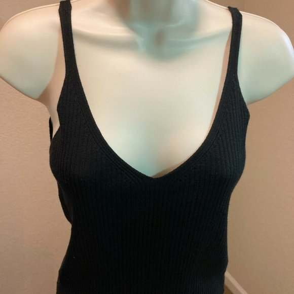 H&M Divided Black Ribbed Strappy Top M - Picture 4 of 7
